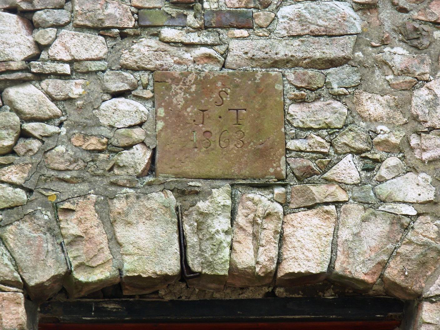 date stone on original barn - 1863
